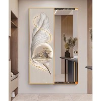 80*150 Cm Gorgeous Mirrior Art Painting With Feather